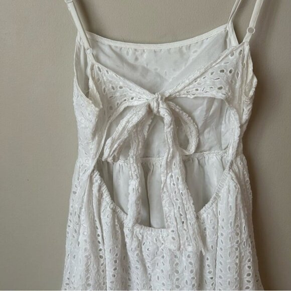 SHEIN Tied Backless Schiffy Cami Elegant White Eyelet Mini Dress Women’s Medium - Picture 5 of 8